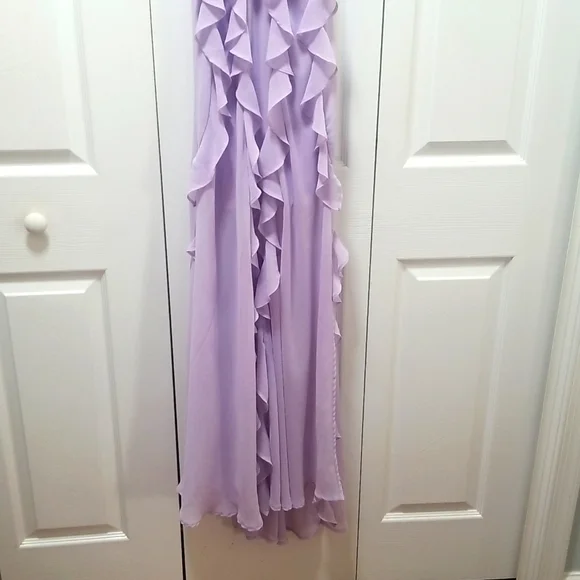 Forever 21, Lavender Ruffled Maxi Eligant Summer Dress Small, Ruffled Slits - Picture 4 of 10